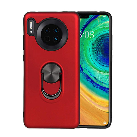 Huawei Mate 30 Pro 5G用極薄ソフトケース シリコンケース 耐衝撃 全面保護 アンド指輪 マグネット式 バンパー T03 ファーウェイ レッド