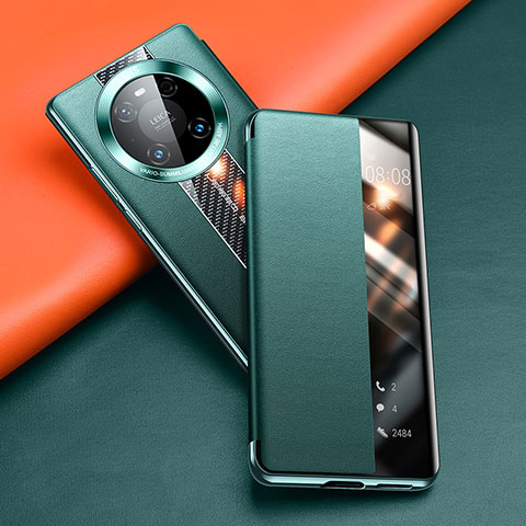 Huawei Mate 40用手帳型 レザーケース スタンド カバー T03 ファーウェイ グリーン