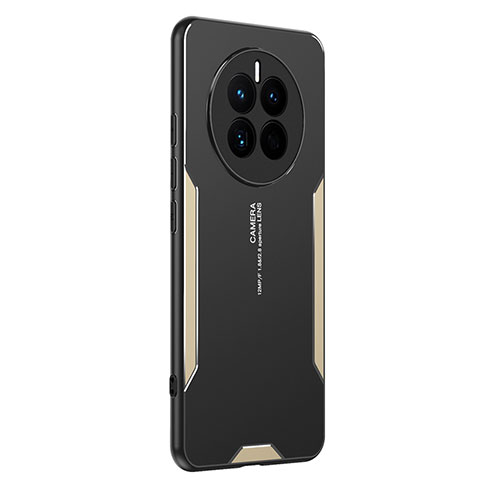 Huawei Mate 50用ケース 高級感 手触り良い アルミメタル 製の金属製 兼シリコン カバー PB2 ファーウェイ ゴールド