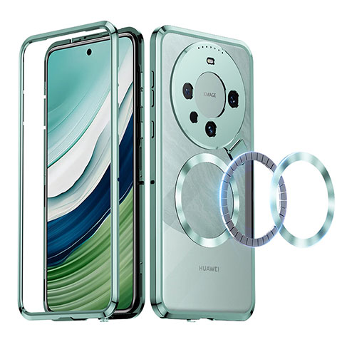 Huawei Mate 60用ケース 高級感 手触り良い メタル兼プラスチック バンパー Mag-Safe 磁気 Magnetic LK2 ファーウェイ グリーン