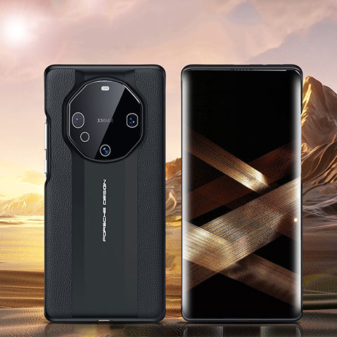 Huawei Mate 60 Pro+ Plus用ケース 高級感 手触り良いレザー柄 GS2 ファーウェイ ブラック