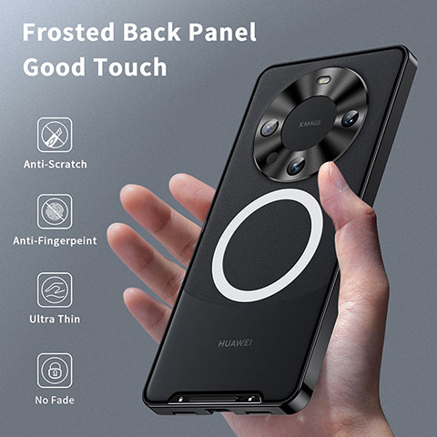 Huawei Mate 60 Pro+ Plus用ケース 高級感 手触り良い メタル兼プラスチック バンパー Mag-Safe 磁気 Magnetic ファーウェイ ブラック