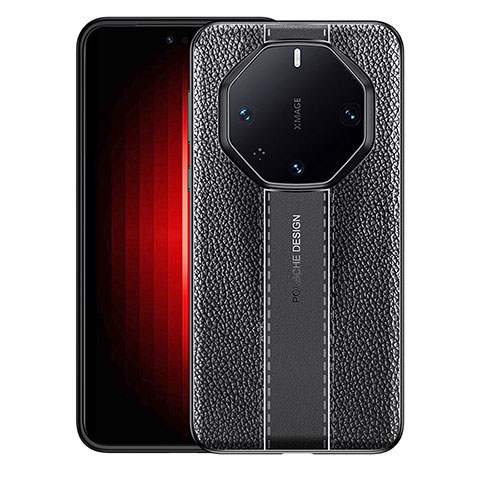 Huawei Mate 60 RS Ultimate用シリコンケース ソフトタッチラバー レザー柄 カバー WL1 ファーウェイ ブラック