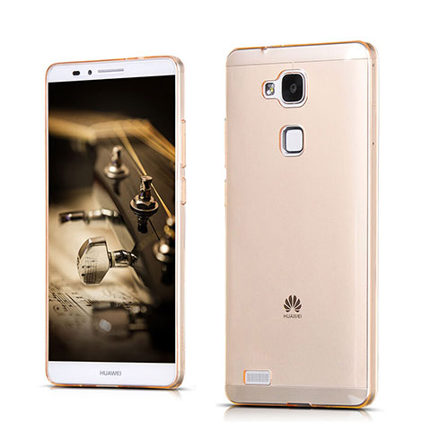 Huawei Mate 7用極薄ソフトケース シリコンケース 耐衝撃 全面保護 クリア透明 カバー ファーウェイ ゴールド