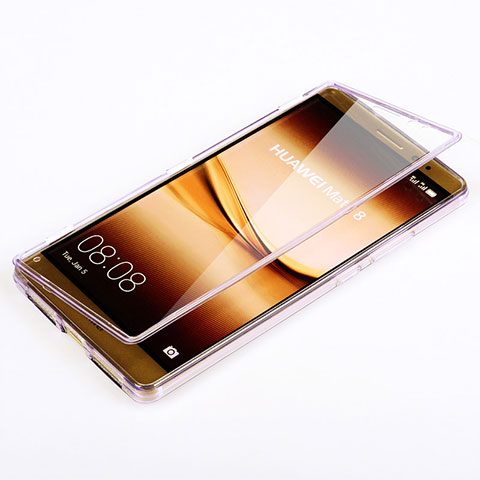 Huawei Mate 8用ソフトケース フルカバー クリア透明 ファーウェイ ピンク