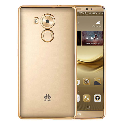 Huawei Mate 8用ハイブリットバンパーケース クリア透明 プラスチック ファーウェイ ゴールド