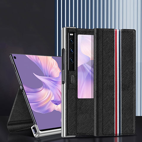 Huawei Mate Xs 2用手帳型 レザーケース スタンド カバー DL1 ファーウェイ ブラック