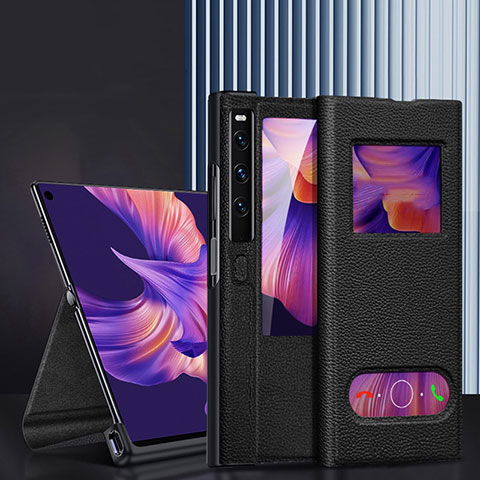 Huawei Mate Xs 2用手帳型 レザーケース スタンド カバー DL4 ファーウェイ ブラック