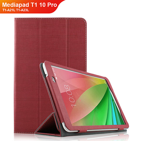 Huawei Mediapad T1 10 Pro T1-A21L T1-A23L用手帳型 布 スタンド ファーウェイ レッド