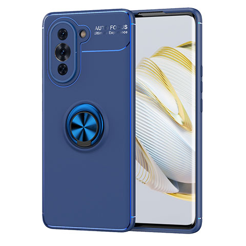 Huawei Nova 10 Pro用極薄ソフトケース シリコンケース 耐衝撃 全面保護 アンド指輪 マグネット式 バンパー SD1 ファーウェイ ネイビー