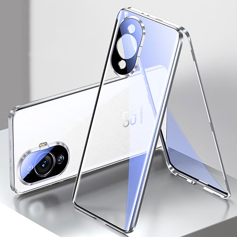 Huawei Nova 11用ケース 高級感 手触り良い アルミメタル 製の金属製 360度 フルカバーバンパー 鏡面 カバー ファーウェイ シルバー