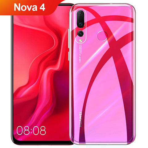 Huawei Nova 4用極薄ソフトケース シリコンケース 耐衝撃 全面保護 クリア透明 T08 ファーウェイ クリア