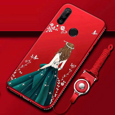 Huawei Nova 4e用シリコンケース ソフトタッチラバー バタフライ ドレスガール ドレス少女 カバー K01 ファーウェイ マルチカラー