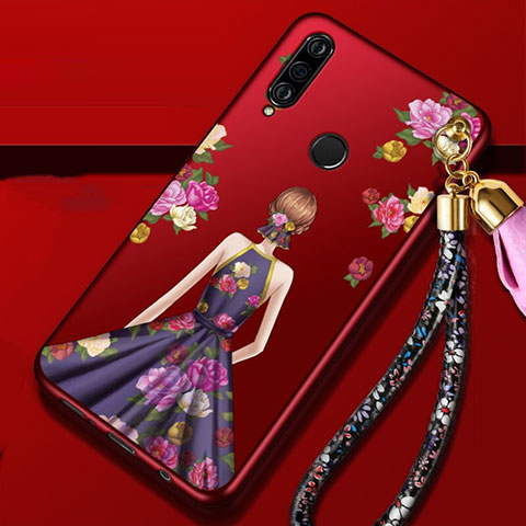 Huawei Nova 4e用シリコンケース ソフトタッチラバー バタフライ ドレスガール ドレス少女 カバー K02 ファーウェイ パープル