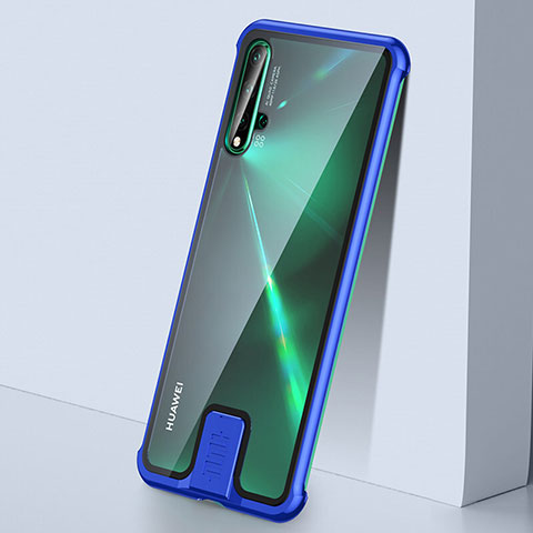 Huawei Nova 5用ケース 高級感 手触り良い アルミメタル 製の金属製 360度 フルカバーバンパー 鏡面 カバー T07 ファーウェイ ネイビー