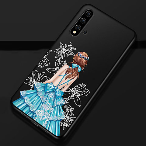 Huawei Nova 5用シリコンケース ソフトタッチラバー バタフライ ドレスガール ドレス少女 カバー S02 ファーウェイ ネイビー