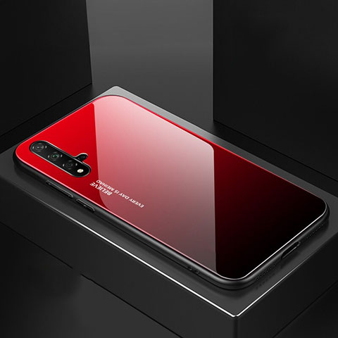 Huawei Nova 5用ハイブリットバンパーケース プラスチック 鏡面 虹 グラデーション 勾配色 カバー ファーウェイ レッド