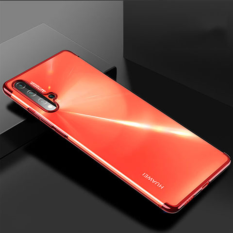 Huawei Nova 5 Pro用極薄ソフトケース シリコンケース 耐衝撃 全面保護 クリア透明 H03 ファーウェイ レッド