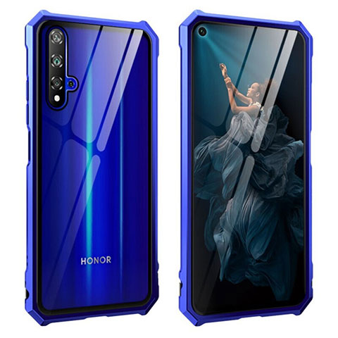 Huawei Nova 5T用ケース 高級感 手触り良い アルミメタル 製の金属製 360度 フルカバーバンパー 鏡面 カバー T04 ファーウェイ ネイビー