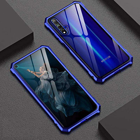 Huawei Nova 5T用ケース 高級感 手触り良い アルミメタル 製の金属製 360度 フルカバーバンパー 鏡面 カバー T06 ファーウェイ ネイビー