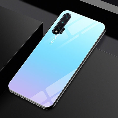 Huawei Nova 6 5G用ハイブリットバンパーケース プラスチック 鏡面 虹 グラデーション 勾配色 カバー H01 ファーウェイ ブルー