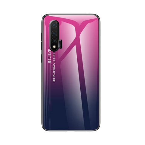 Huawei Nova 6 5G用ハイブリットバンパーケース プラスチック 鏡面 虹 グラデーション 勾配色 カバー ファーウェイ ローズレッド