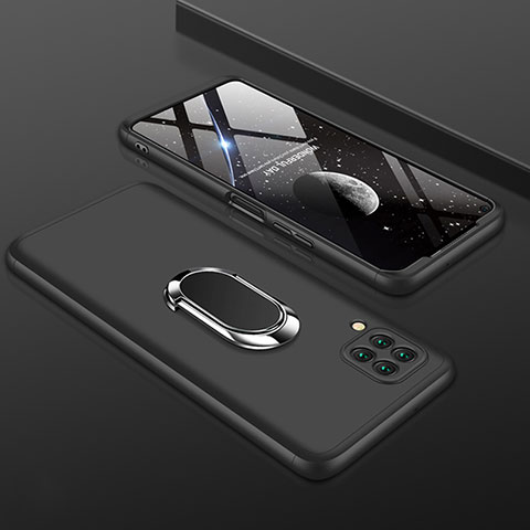 Huawei Nova 6 SE用ハードケース プラスチック 質感もマット 前面と背面 360度 フルカバー アンド指輪 ファーウェイ ブラック