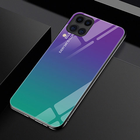 Huawei Nova 6 SE用ハイブリットバンパーケース プラスチック 鏡面 虹 グラデーション 勾配色 カバー H01 ファーウェイ パープル