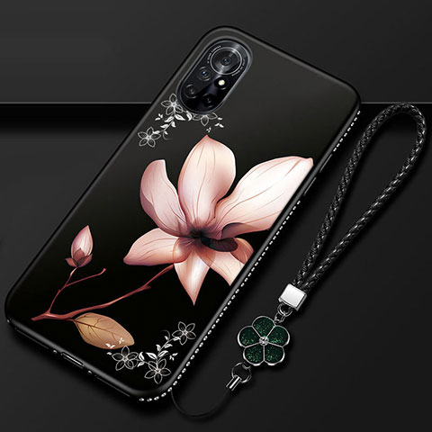 Huawei Nova 8 5G用シリコンケース ソフトタッチラバー 花 カバー ファーウェイ マルチカラー