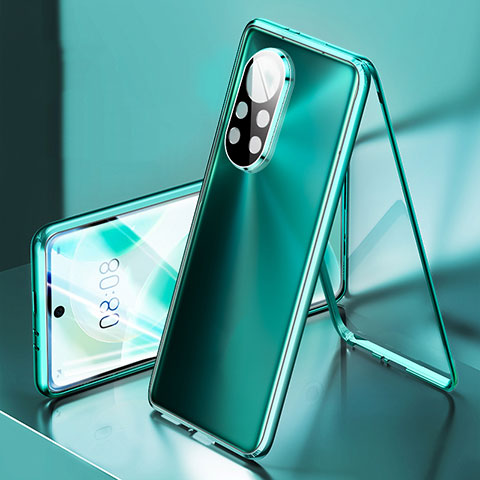 Huawei Nova 8 5G用ケース 高級感 手触り良い アルミメタル 製の金属製 360度 フルカバーバンパー 鏡面 カバー M03 ファーウェイ シアン