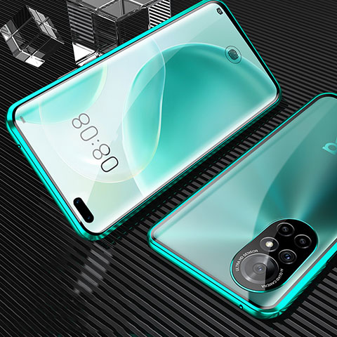 Huawei Nova 8 Pro 5G用ケース 高級感 手触り良い アルミメタル 製の金属製 360度 フルカバーバンパー 鏡面 カバー M04 ファーウェイ グリーン