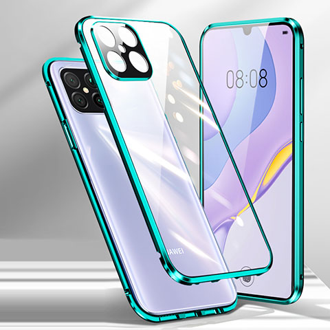 Huawei Nova 8 SE 5G用ケース 高級感 手触り良い アルミメタル 製の金属製 360度 フルカバーバンパー 鏡面 カバー M01 ファーウェイ シアン