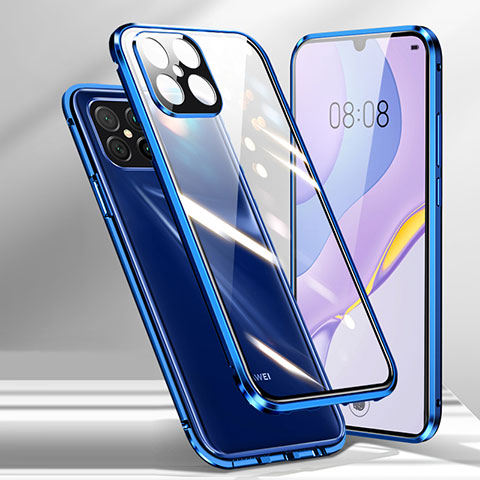 Huawei Nova 8 SE 5G用ケース 高級感 手触り良い アルミメタル 製の金属製 360度 フルカバーバンパー 鏡面 カバー M01 ファーウェイ ネイビー