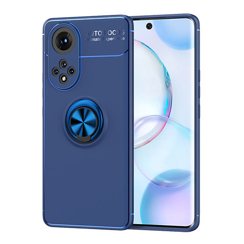 Huawei Nova 9用極薄ソフトケース シリコンケース 耐衝撃 全面保護 アンド指輪 マグネット式 バンパー SD2 ファーウェイ ネイビー