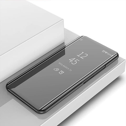 Huawei Nova Lite 3 Plus用手帳型 レザーケース スタンド 鏡面 カバー ファーウェイ ブラック