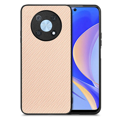 Huawei Nova Y90用シリコンケース ソフトタッチラバー レザー柄 カバー S03D ファーウェイ ゴールド