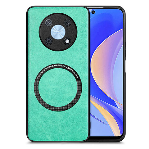 Huawei Nova Y90用シリコンケース ソフトタッチラバー レザー柄 アンドマグネット式 S02D ファーウェイ グリーン