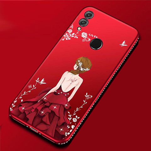 Huawei P Smart (2019)用シリコンケース ソフトタッチラバー バタフライ ドレスガール ドレス少女 カバー ファーウェイ レッド