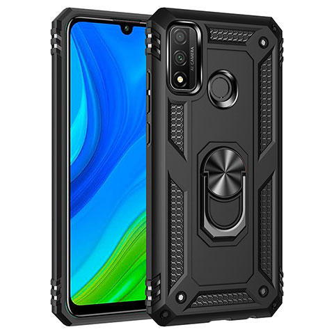 Huawei P Smart (2020)用ハイブリットバンパーケース プラスチック アンド指輪 マグネット式 S01 ファーウェイ ブラック