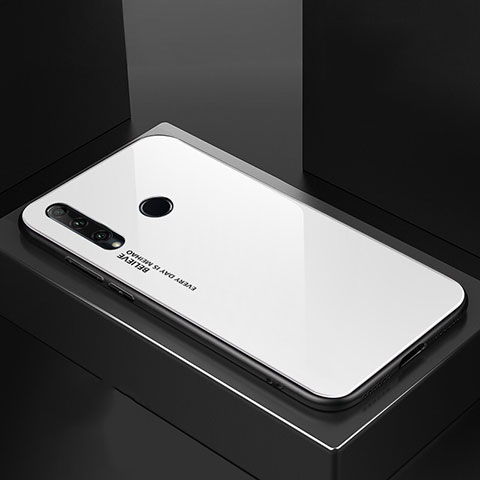 Huawei P Smart+ Plus (2019)用ハイブリットバンパーケース プラスチック 鏡面 虹 グラデーション 勾配色 カバー H01 ファーウェイ ホワイト