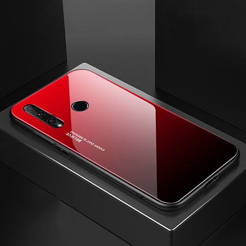 Huawei P Smart+ Plus (2019)用ハイブリットバンパーケース プラスチック 鏡面 虹 グラデーション 勾配色 カバー H01 ファーウェイ レッド