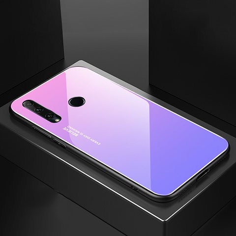 Huawei P Smart+ Plus (2019)用ハイブリットバンパーケース プラスチック 鏡面 虹 グラデーション 勾配色 カバー H01 ファーウェイ パープル