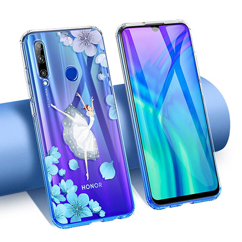 Huawei P Smart+ Plus (2019)用極薄ソフトケース シリコンケース 耐衝撃 全面保護 クリア透明 花 T02 ファーウェイ ホワイト