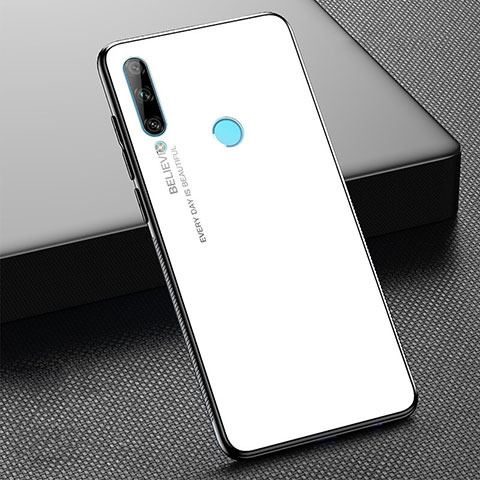 Huawei P Smart+ Plus (2019)用ハイブリットバンパーケース プラスチック 鏡面 虹 グラデーション 勾配色 カバー H02 ファーウェイ ホワイト