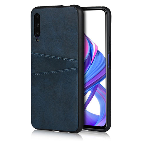 Huawei P Smart Pro (2019)用ケース 高級感 手触り良いレザー柄 S01 ファーウェイ ネイビー