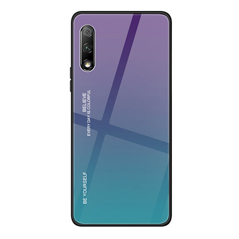 Huawei P Smart Z (2019)用ハイブリットバンパーケース プラスチック 鏡面 虹 グラデーション 勾配色 カバー ファーウェイ パープル