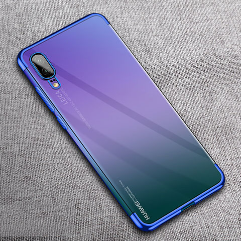 Huawei P20用極薄ソフトケース シリコンケース 耐衝撃 全面保護 クリア透明 S08 ファーウェイ ネイビー