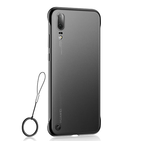 Huawei P20用ハードカバー クリスタル クリア透明 S04 ファーウェイ ブラック