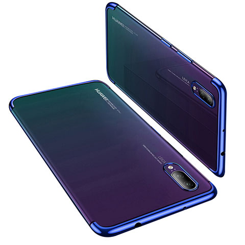 Huawei P20用極薄ソフトケース シリコンケース 耐衝撃 全面保護 クリア透明 H02 ファーウェイ ネイビー