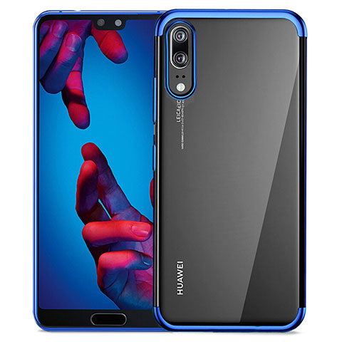 Huawei P20用極薄ソフトケース シリコンケース 耐衝撃 全面保護 クリア透明 T02 ファーウェイ ネイビー